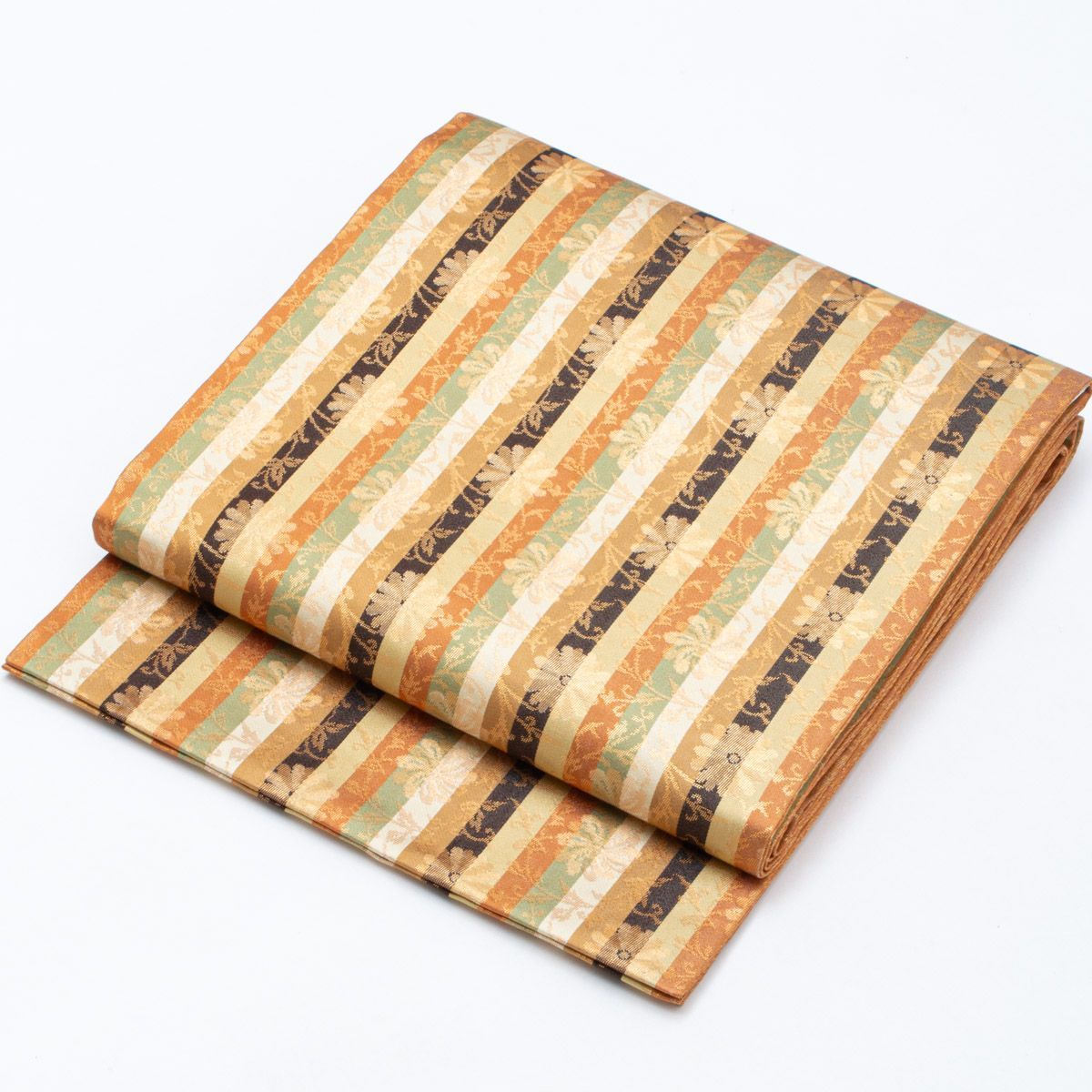 未使用品】開き名古屋帯 名物裂柄 菊唐草 西陣織 正絹 九寸 - メルカリ