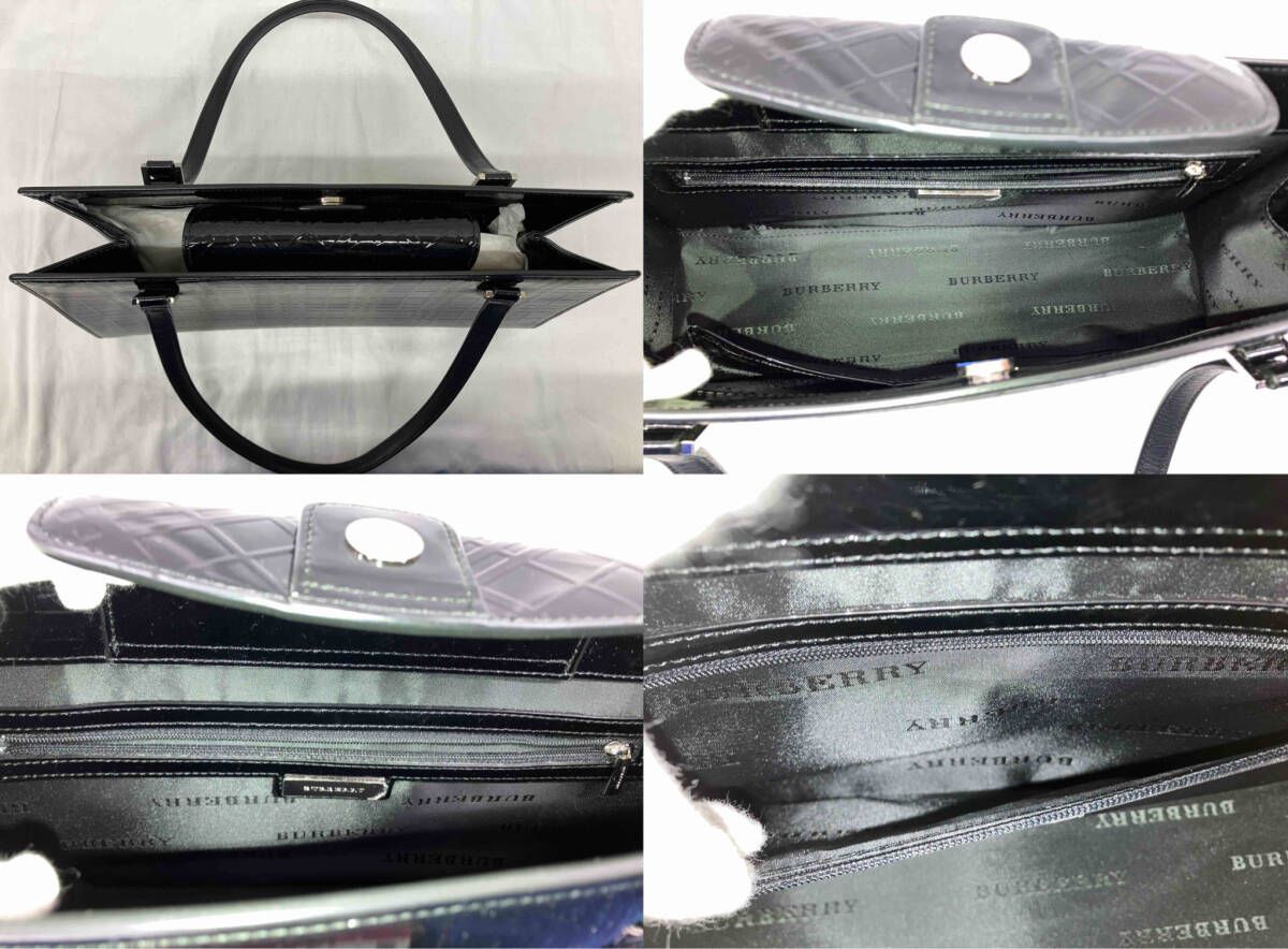 BURBERRY ハンドバッグ トートバッグ エナメル エンボス チェック柄