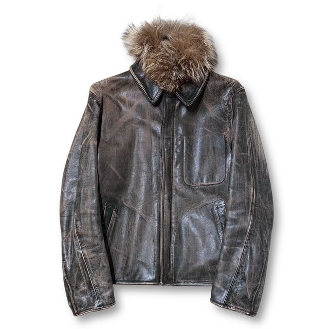 Archive Jean Paul Gaultier HOMME ファーレザージャケット サイズ48