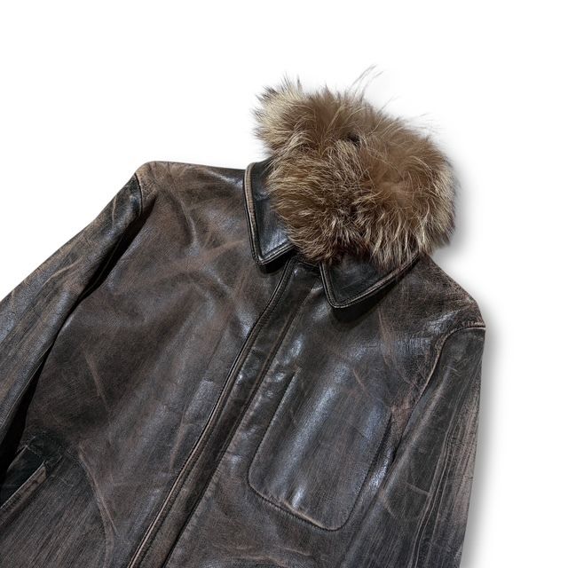 Archive Jean Paul Gaultier HOMME ファーレザージャケット サイズ48