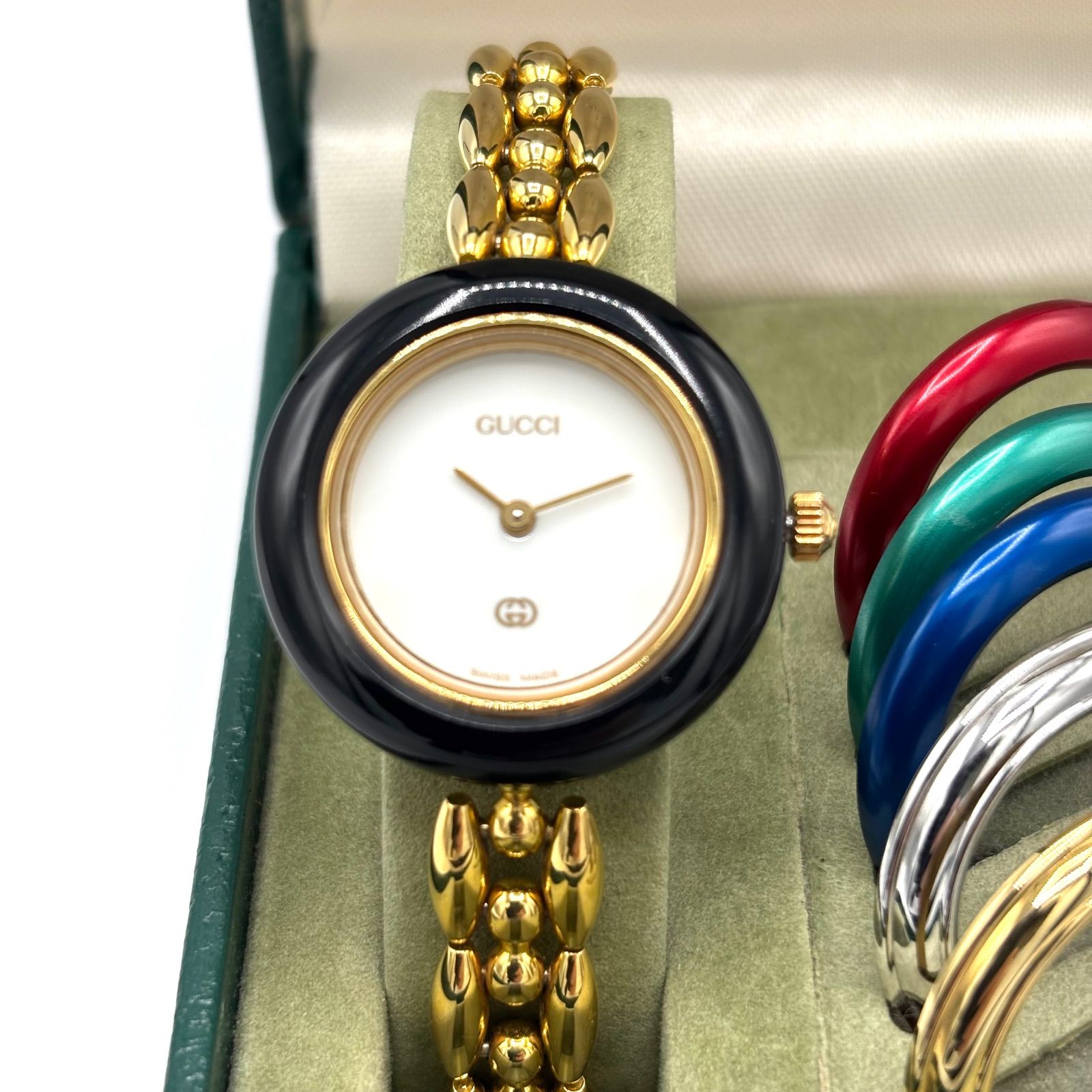 稼働・極美品】GUCCI チェンジベゼル 替えベゼル5個 チェーンブレス