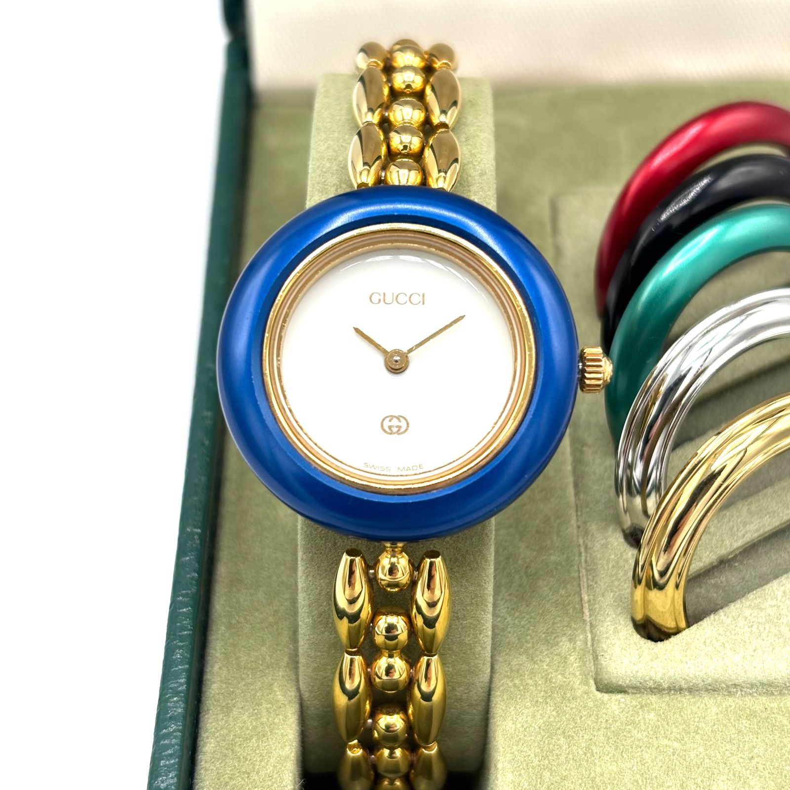 稼働・極美品】GUCCI チェンジベゼル 替えベゼル5個 チェーンブレス