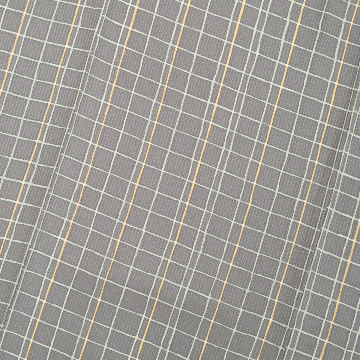 美品】小紋 友禅 格子 薄色 灰青橙 縞 紋意匠 正絹 袷 身丈：約163cm