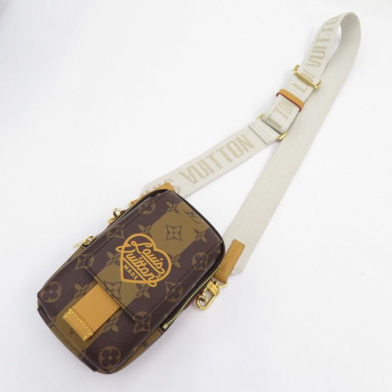 【瀬戸大橋店】 中古 LOUIS VUITTON | ルイ・ヴィトン ショルダーバッグ モノグラムストライプ ダブルフォンポーチ M81005 ブラウン 【122】 LOUIS VUITTON】ルイヴィトン『モノグラム ストライプ ダブル フォン