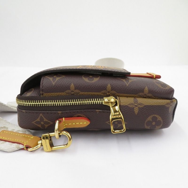【瀬戸大橋店】 中古 LOUIS VUITTON | ルイ・ヴィトン ショルダーバッグ モノグラムストライプ ダブルフォンポーチ M81005 ブラウン 【122】 LOUIS VUITTON】ルイヴィトン『モノグラム ストライプ ダブル フォン