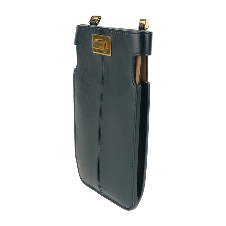 美品 FENDI フェンディ ショルダーバッグ ピーカブー ピーカフォン 8M0442 ブラック ゴールド金具 レザー レディース スマホポーチ ストラップ ターンロック【本物保証】 美品 FENDI フェンディ ショルダーバッグ ピーカブー ピーカフォン