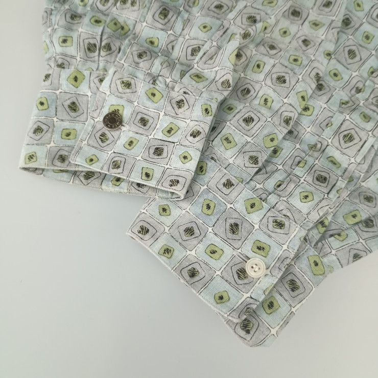 HERMES エルメス トップス 総柄 長袖 シャツ - グレー系 ブルー系