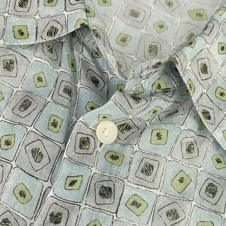 HERMES エルメス トップス 総柄 長袖 シャツ - グレー系 ブルー系