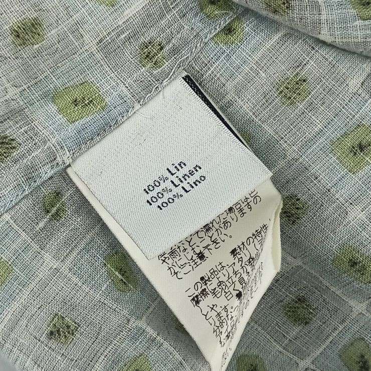 HERMES エルメス トップス 総柄 長袖 シャツ - グレー系 ブルー系