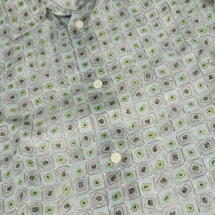 HERMES エルメス トップス 総柄 長袖 シャツ - グレー系 ブルー系