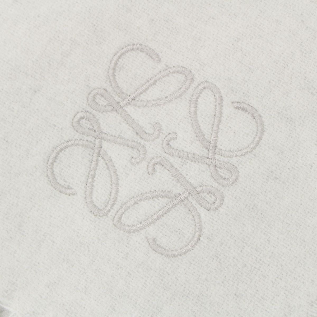 ロエベ ウール カシミヤ混 アナグラム 刺繍 フリンジ マフラー