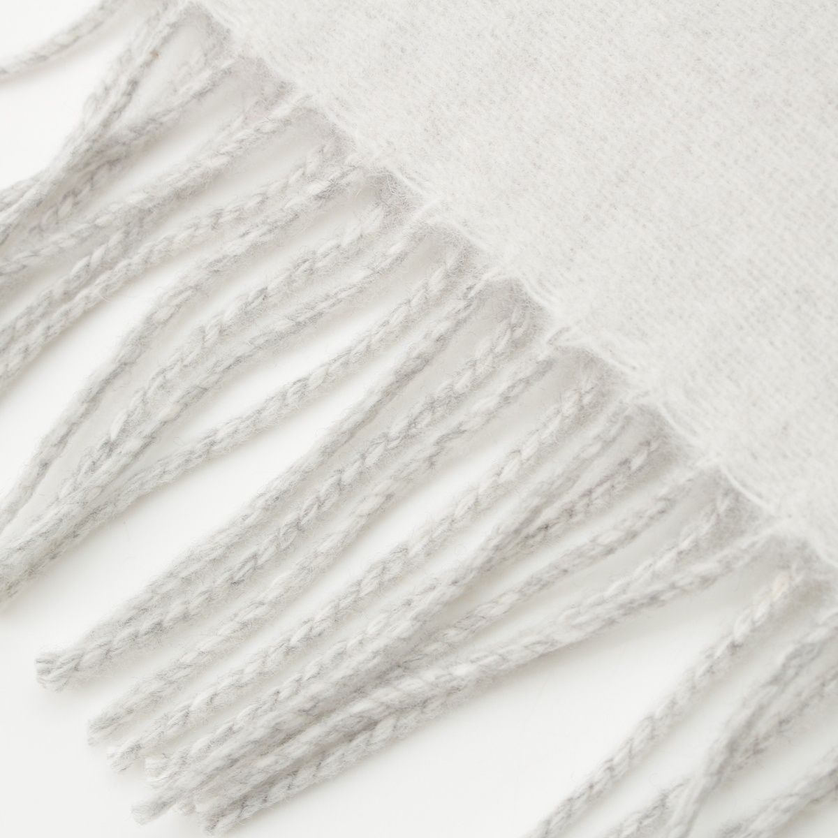 ロエベ ウール カシミヤ混 アナグラム 刺繍 フリンジ マフラー