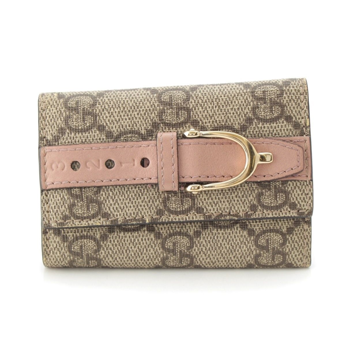 グッチ GGスプリーム ベルト キーケース 309759 ベージュ ピンク【中古