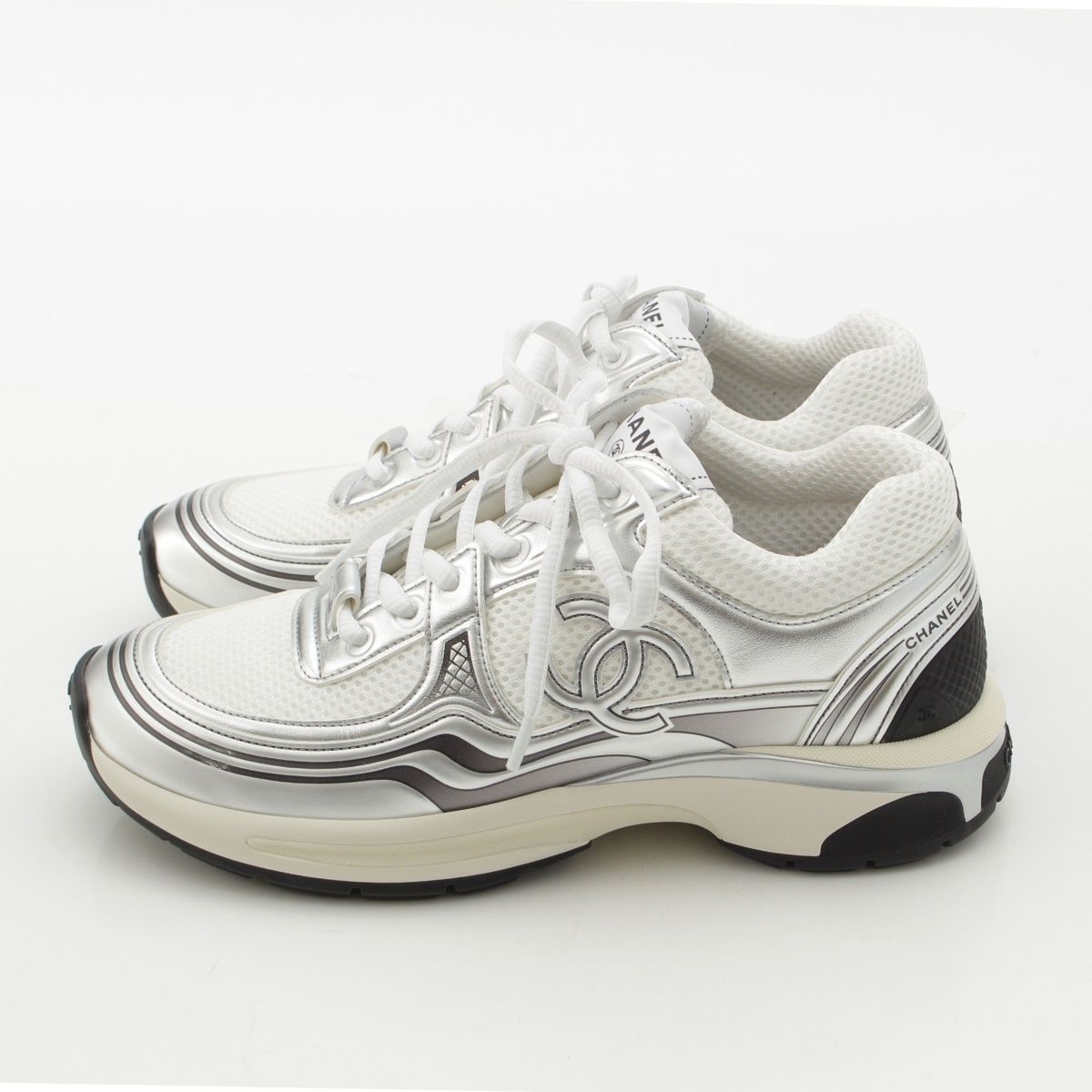 シャネル メッシュ ココマーク レースアップ スニーカー シューズ