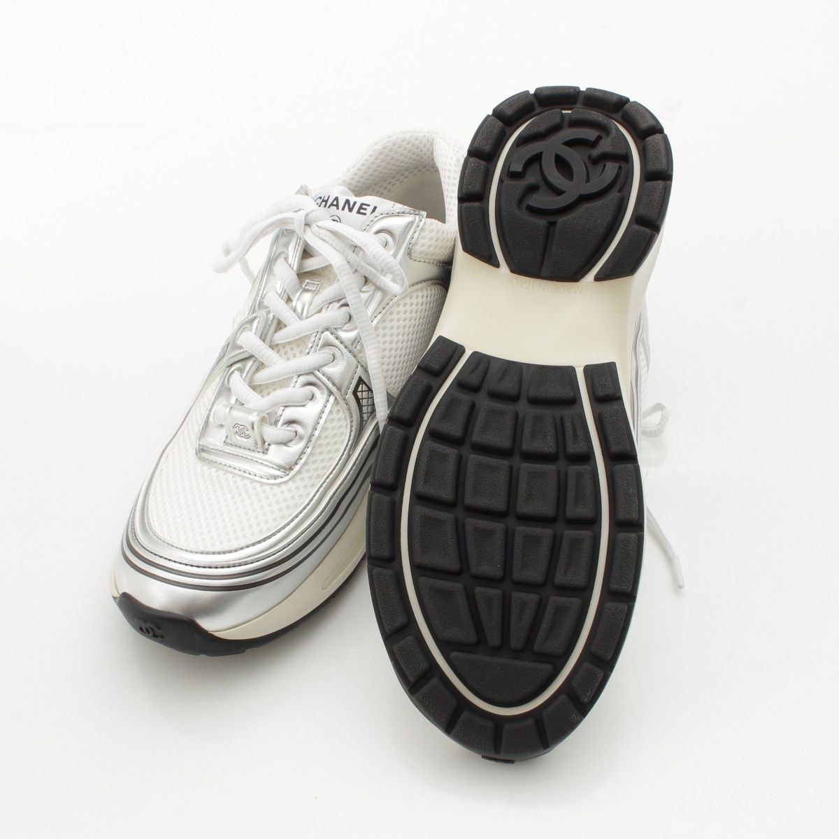 シャネル メッシュ ココマーク レースアップ スニーカー シューズ