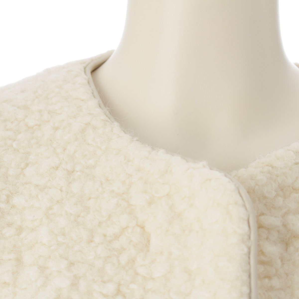 ドゥロワー 22AW ウール アルパカ レザーパイピング ボア ベスト ジレ