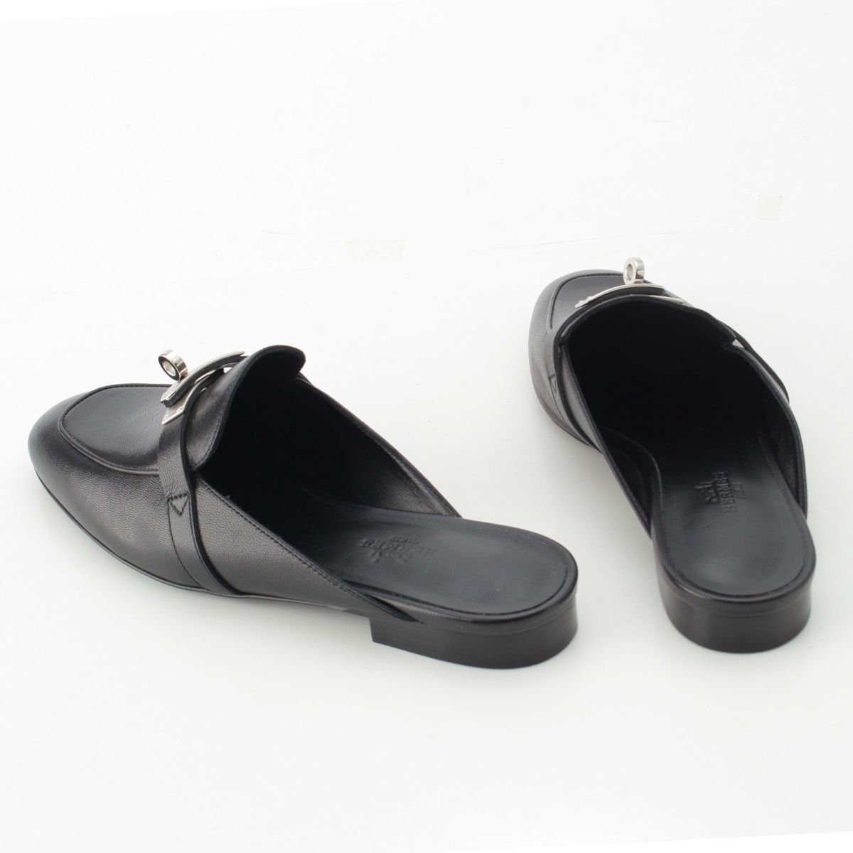 エルメス オズ レザー ケリー金具 ミュール サンダル ブラック 36 1/2