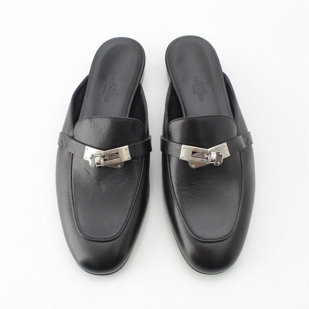 エルメス オズ レザー ケリー金具 ミュール サンダル ブラック 36 1/2