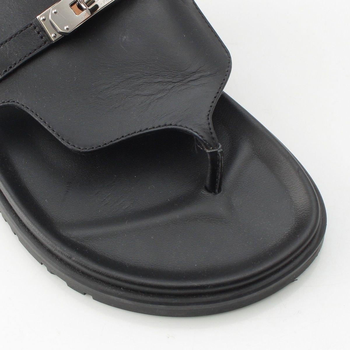 エルメス アンピール レザー ケリー金具 サンダル ブラック 35 1/2