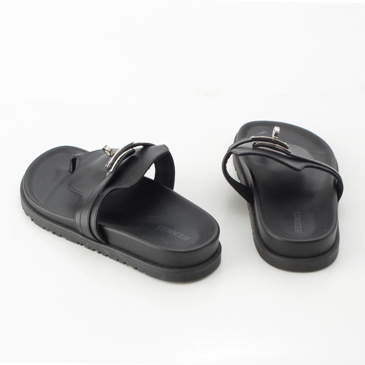 エルメス アンピール レザー ケリー金具 サンダル ブラック 35 1/2
