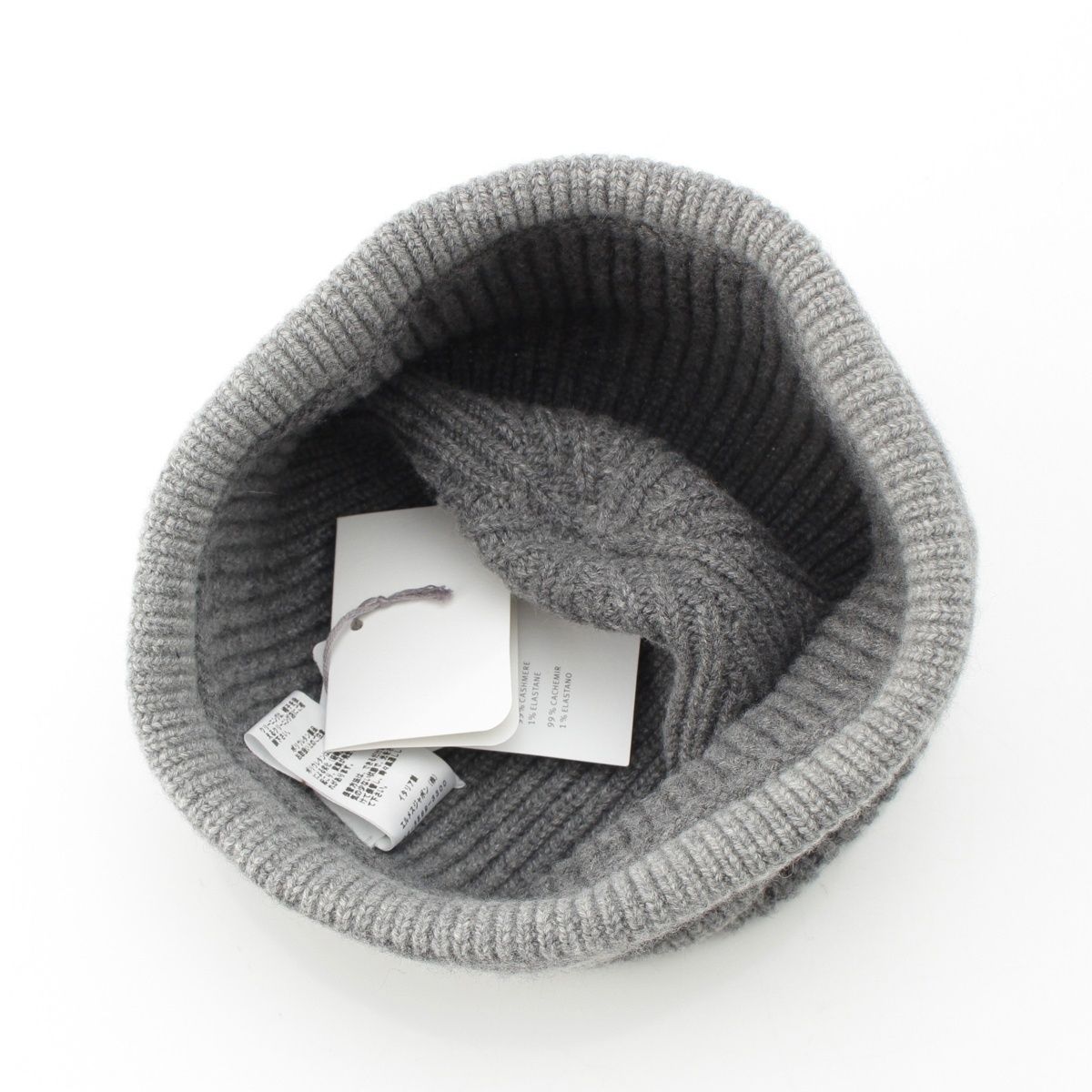 エルメス カシミヤ シェーヌダンクル ニットキャップ 帽子 グレー M