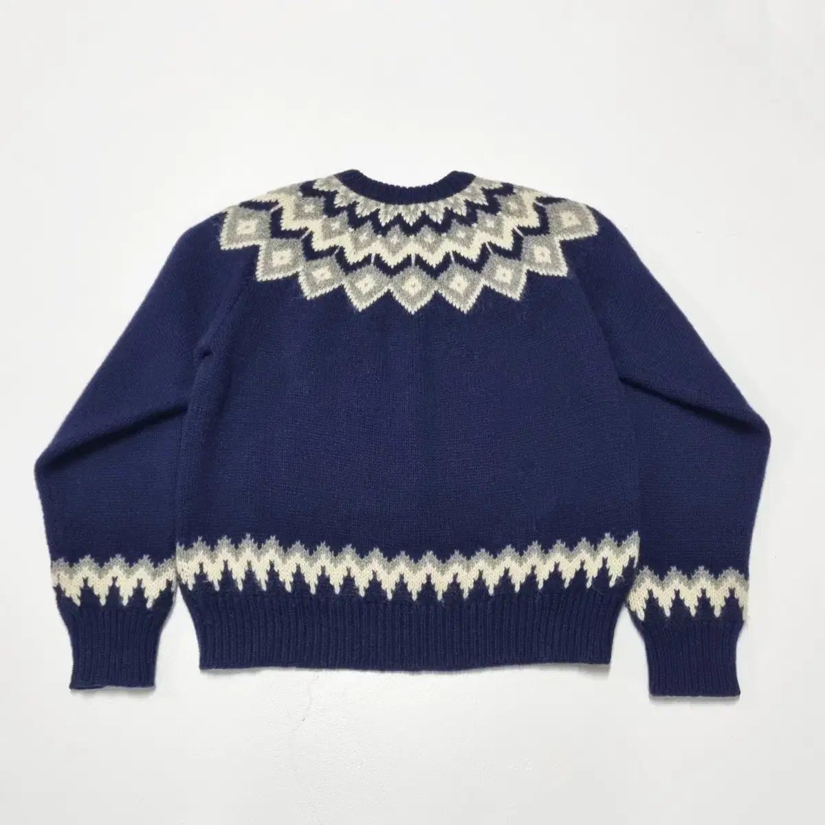 90sL.L.Beanコットンジャカードニット総柄フェアアイル調Mアウトドア 90s 最新 ヴィンテージ ll bean フェアアイル セーター - M