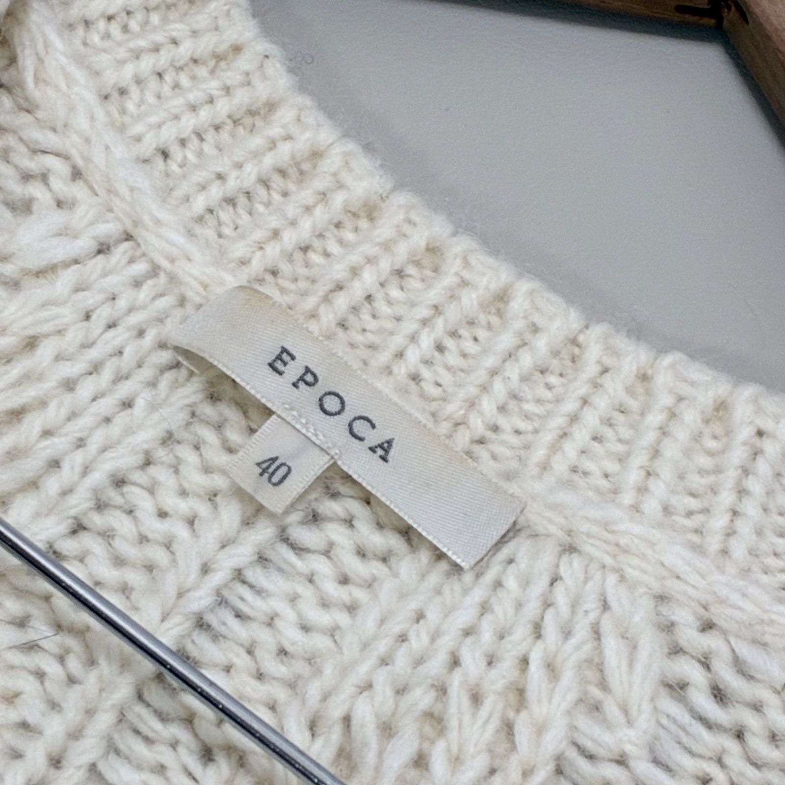 EPOCA エポカ⭐︎アシンメトリーアラン編みニット Vネック セーター 40
