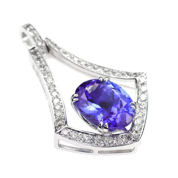 K18WG タンザナイト ダイヤモンド ペンダントトップ 3.66ct D0.54ct