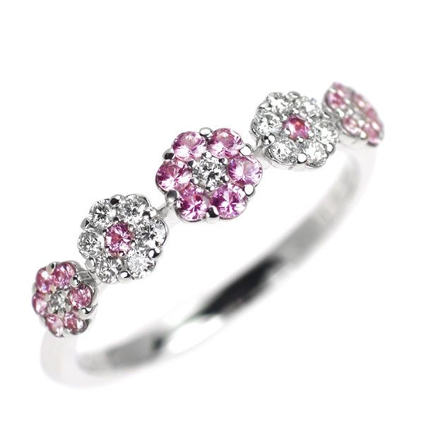 ポンテヴェキオ K18WG ピンクサファイア ダイヤモンド リング 0.28ct