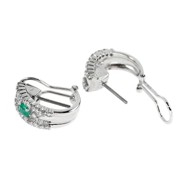 Pt900/ K18WG エメラルド ダイヤモンド ピアス兼イヤリング 0.31ct D0