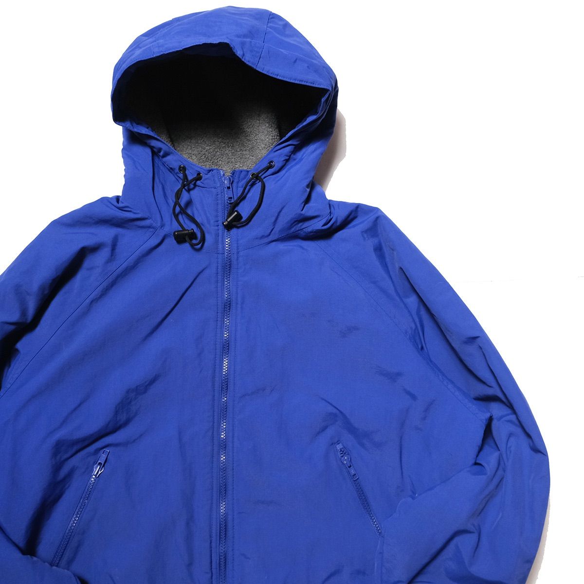 90 s ランズエンド フード付き フリースライニング ナイロン ジャケット 青 M パーカー 90年代 旧タグ オールド LANDS END アメリカ古着 ビンテージ ヴィンテージ