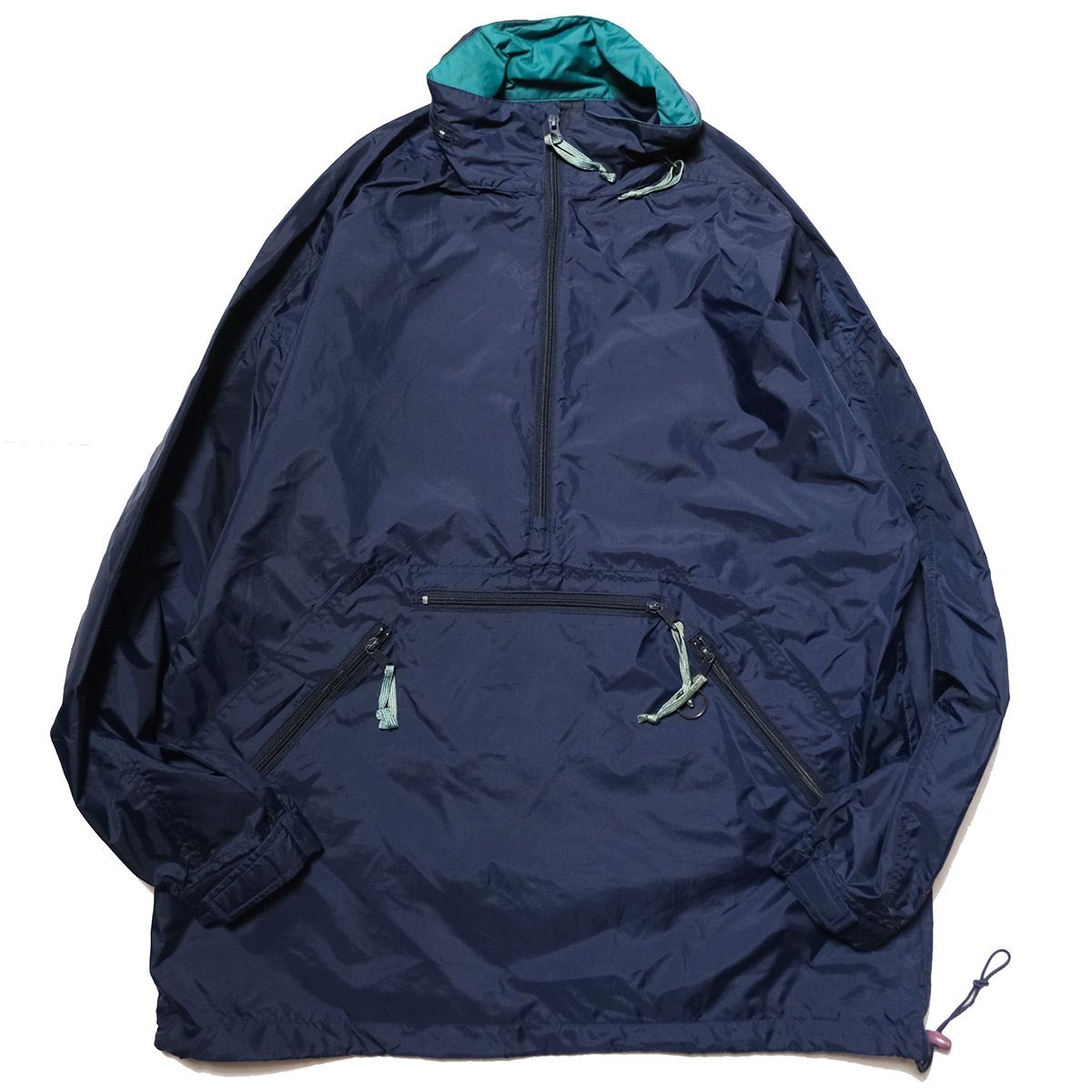90's EMS ナイロン アノラックパーカー 紺 (XL) ネイビー パッカブル