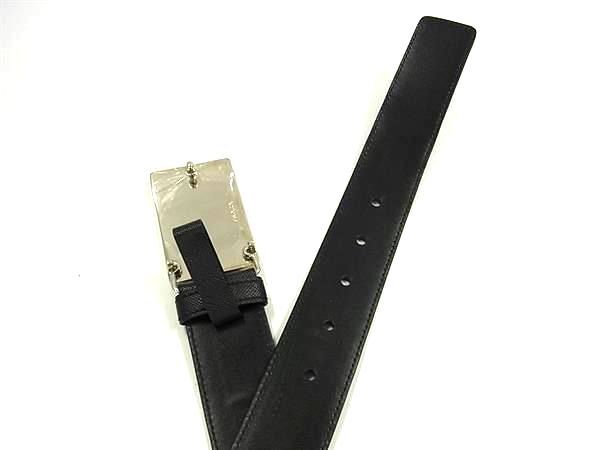 美品 PRADA プラダ ベルト スクエアバックル 2CM188 ブラック シルバー