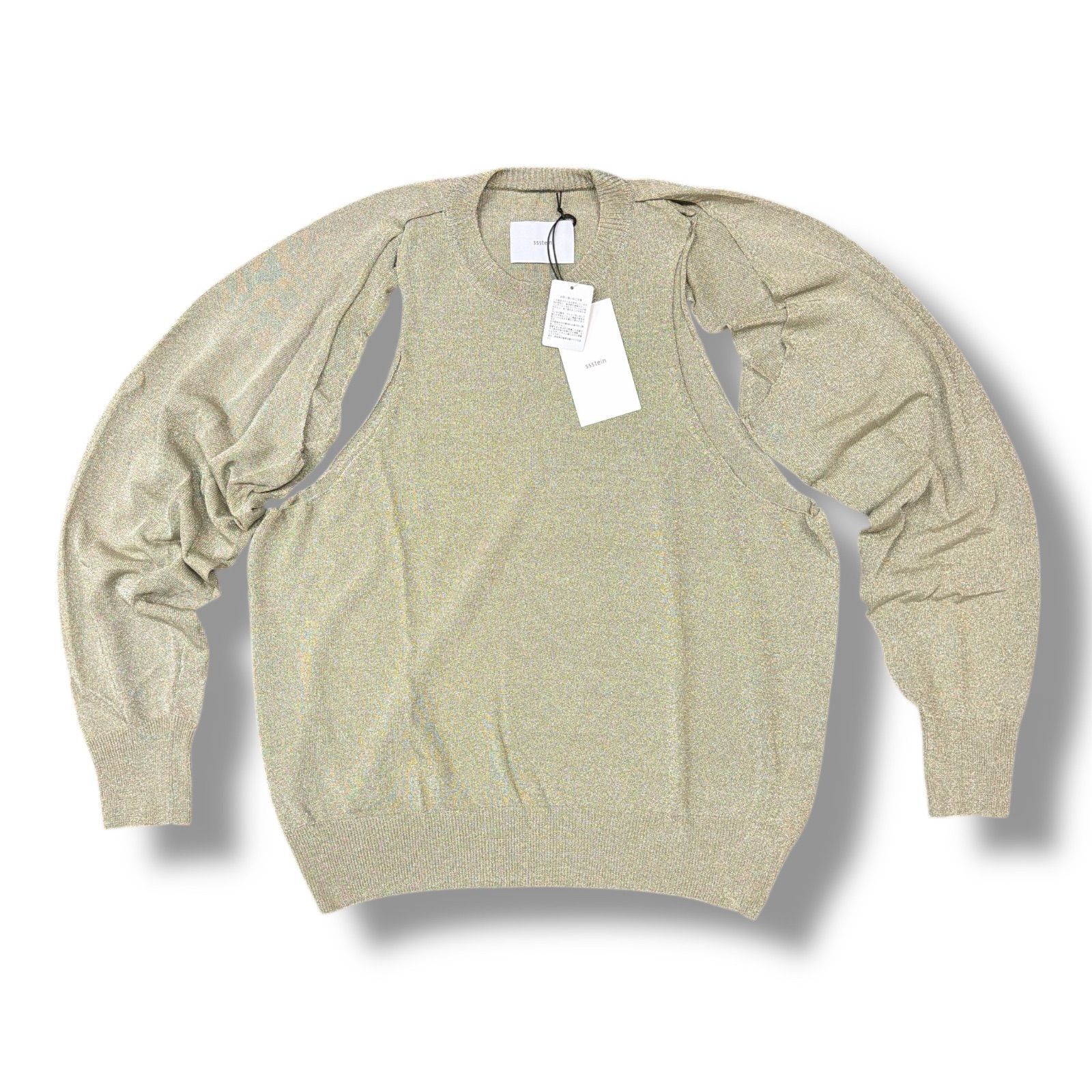 参考上代41800円 未使用 stein(ssstein) GLITTER KNIT LAYERED RAGLAN CREW レイヤードラグラングリッタークルーネックニット セーター シュタイン ST.1009 シルバー M （99417A） 参考上代41800円 未使用 stein(ssstein) GLITTER KNIT LAYERED RAGLAN