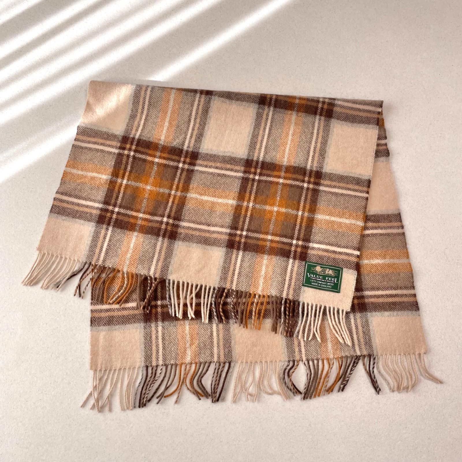 VALUE FEEL / LOFTY 英国製 ウール100% チェック柄 ブランケット