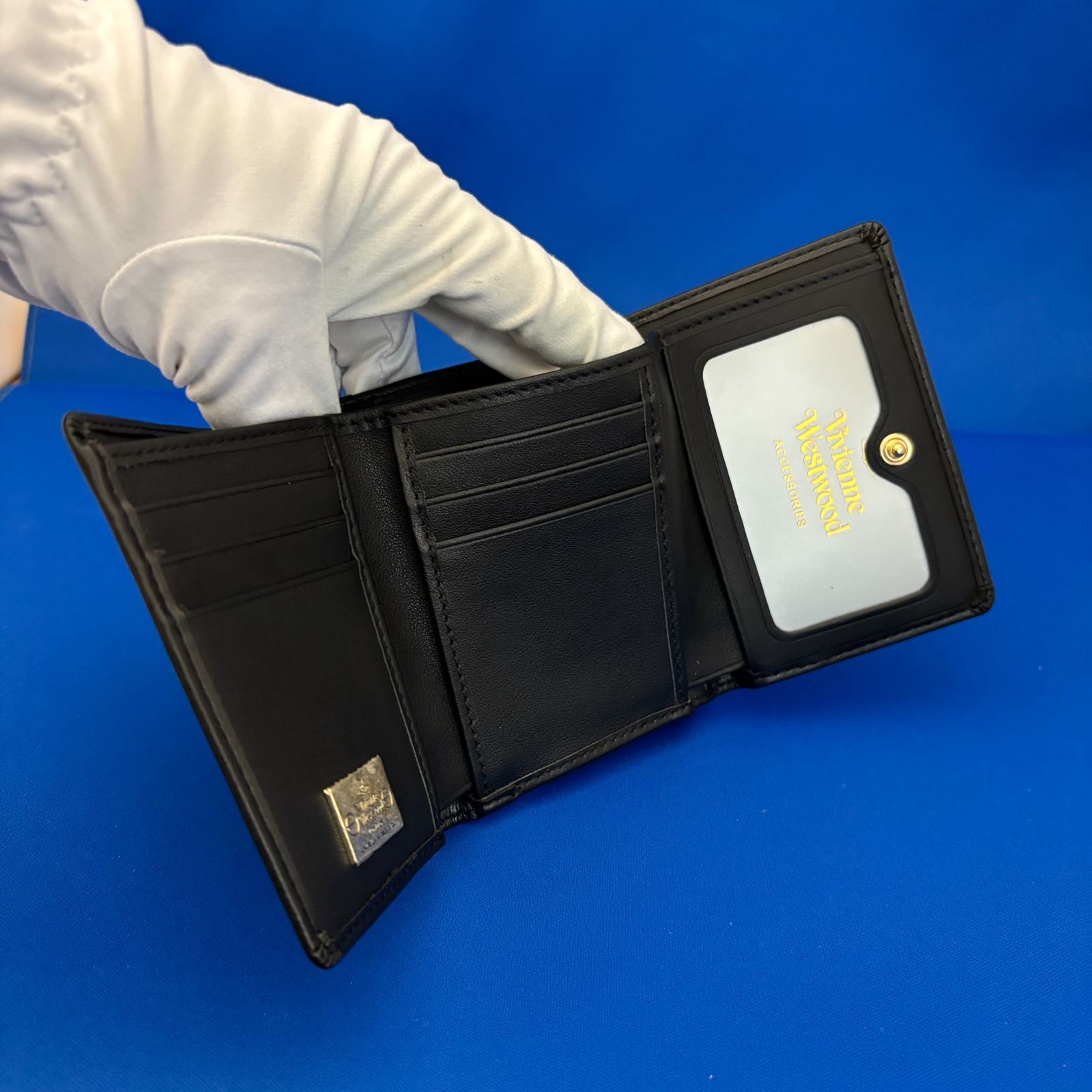 新品・正規品】ヴィヴィアンウエストウッド 三つ折財布 BLACK 無光沢 6