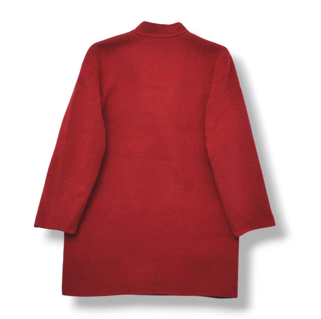 90s アクアスキュータム 裏地チェック ウール ダブル コート 9 赤