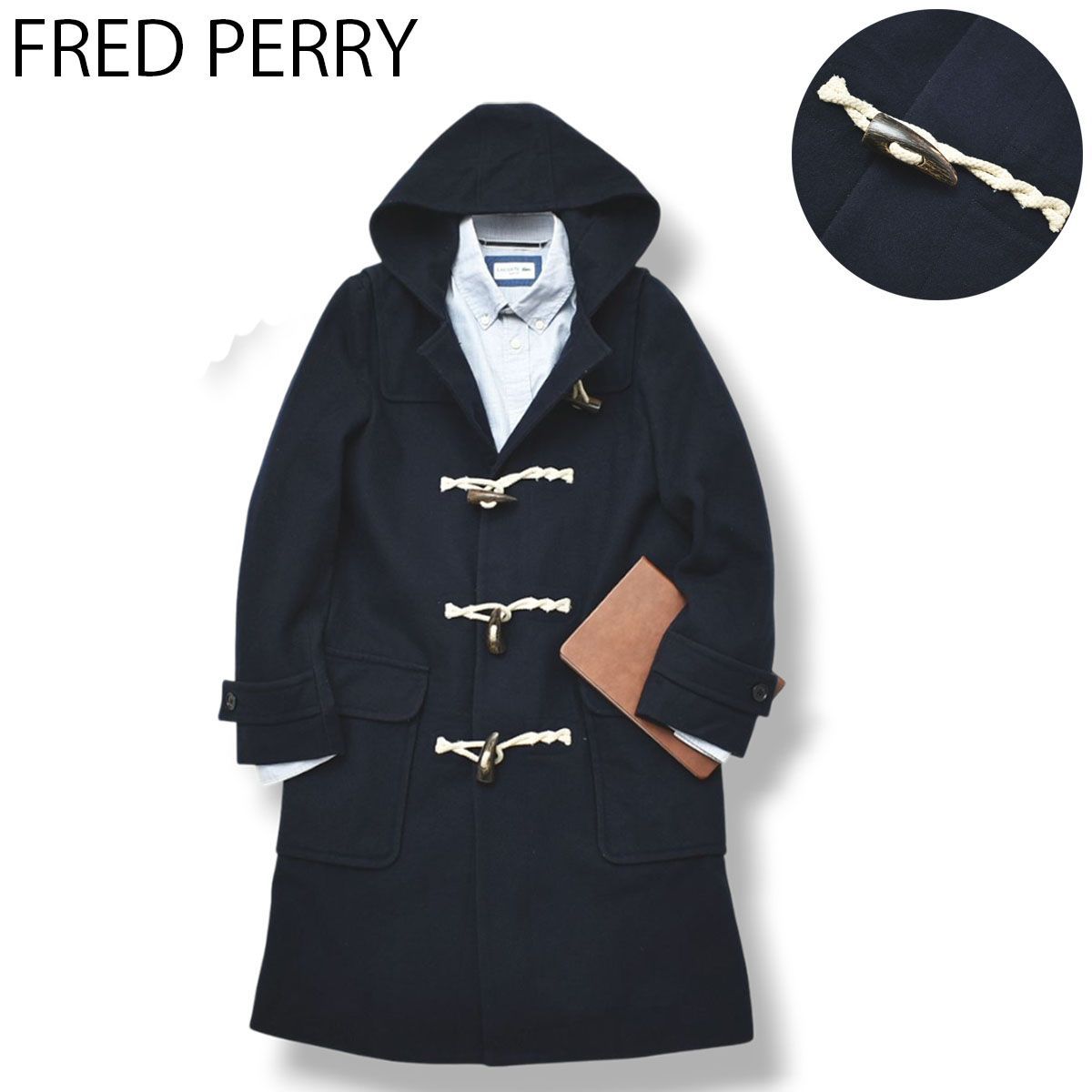 フレッドペリー メルトン ウール ダッフル コート 総裏地 10 ネイビー