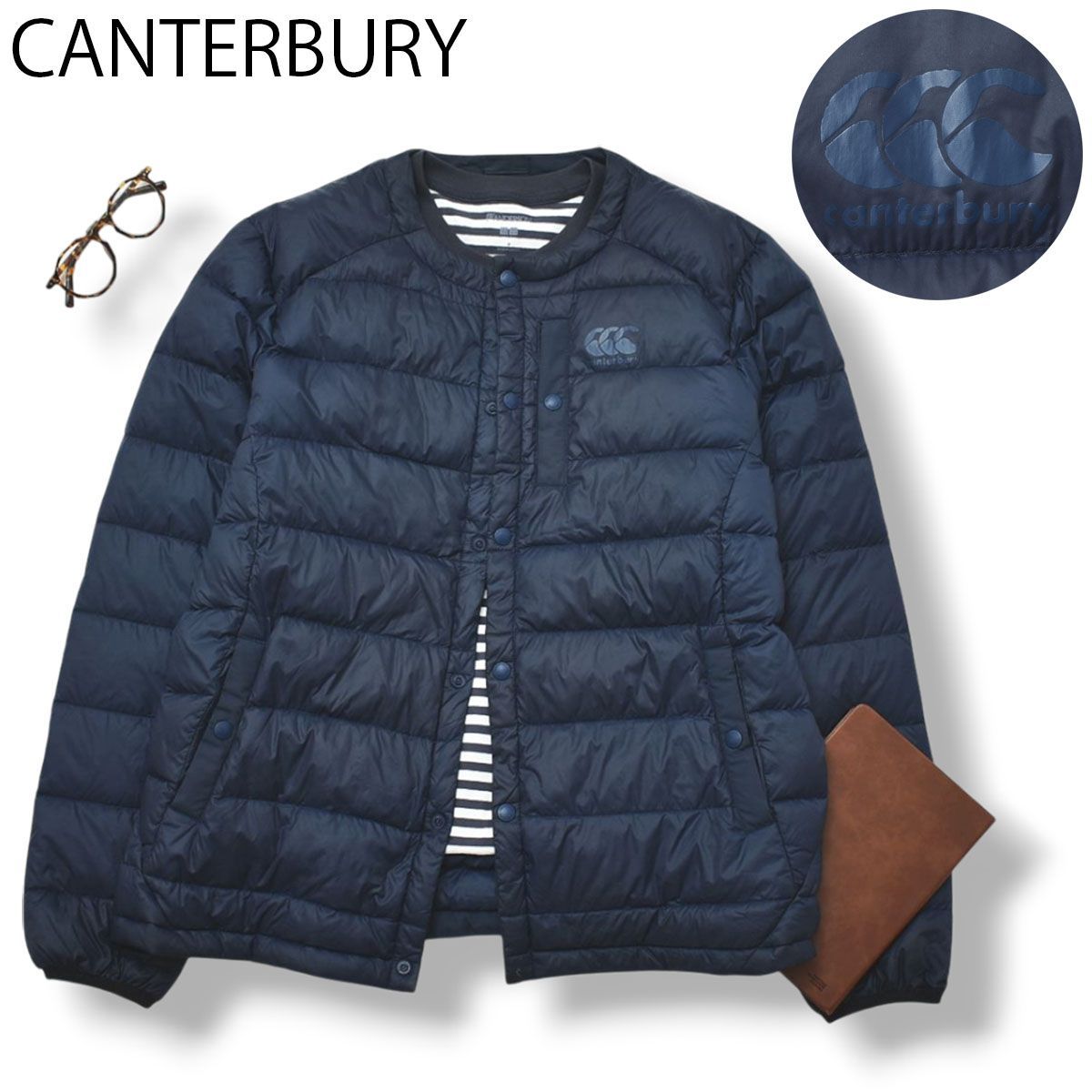 防寒】 カンタベリー CANTERBURY インナー ダウンジャケット L 紺 
