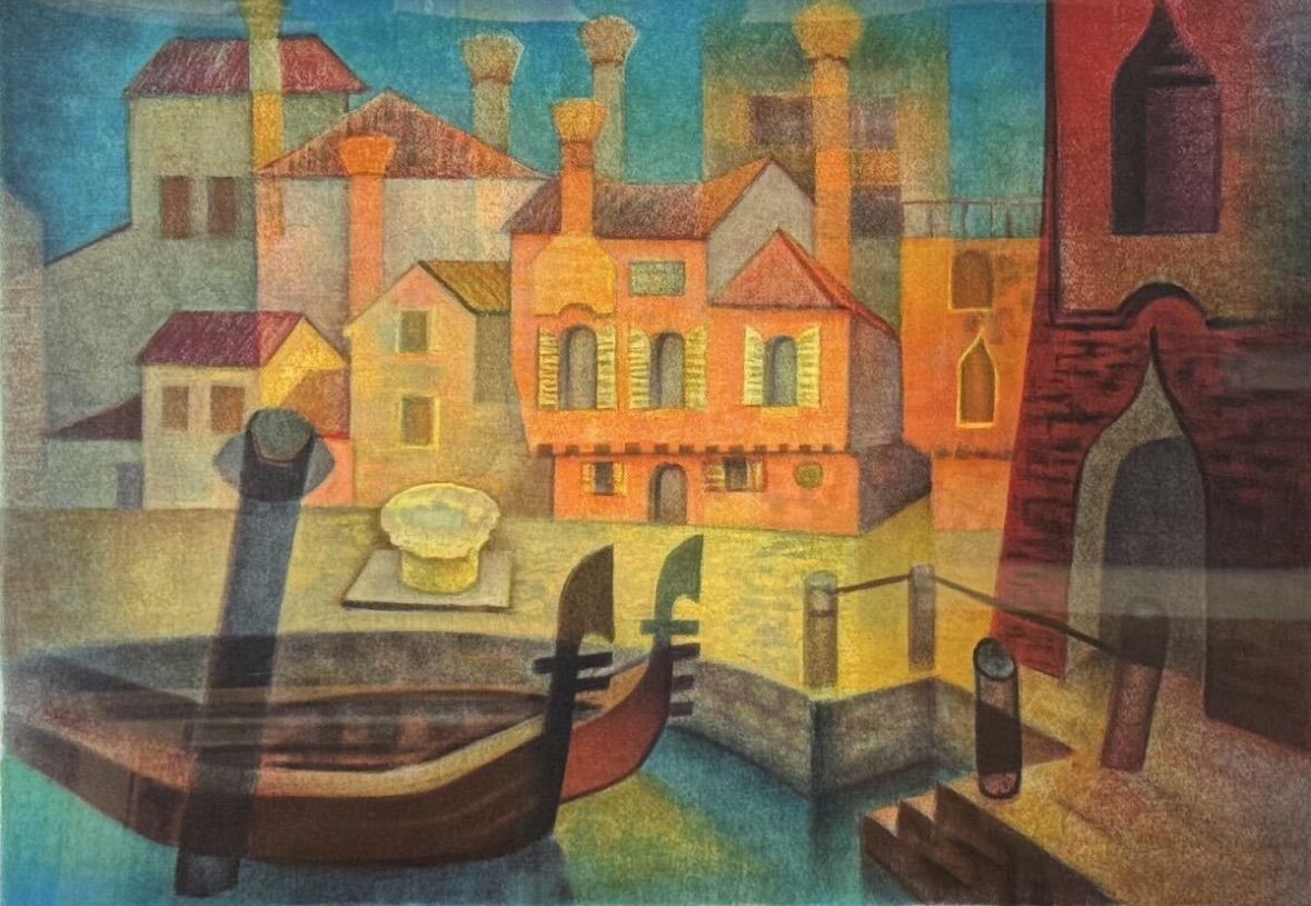 ルイス トフォリ Louis Toffoli ベニスのゴンドラ リトグラフ 15号大 風景画 版画