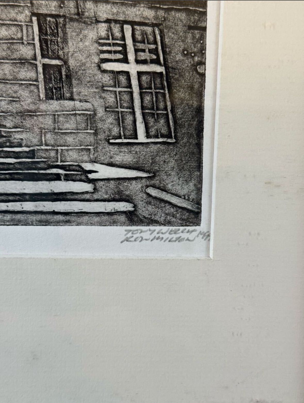 SUZAN TATHAM 銅版画「丘を越えて」 直筆サイン有 真作 小作品 SUZAN