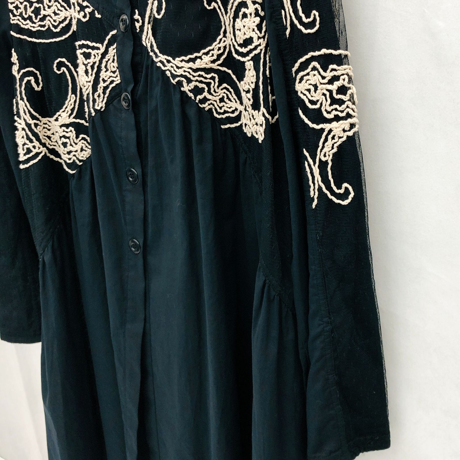 エイココンドウ　チュール　ブラウス　黒　刺繍　EIKO KONDO 42 EIKO KONDO エイコ コンドウ シャツ トップス 刺? チュニック 42