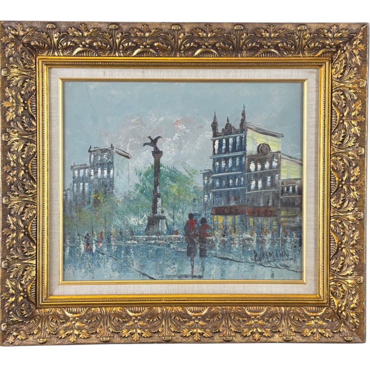 油彩 油絵 肉筆 パリ風景 原画　キャロライン・バーネットアメリカ女流人気画家 キャロライン・バーネット Caroline Burnett パリ 風景画 油彩 8号