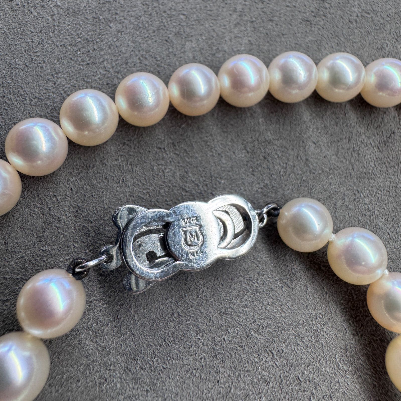 現行クラスプ MIKIMOTO ミキモト K14WG テリ最強 アコヤ真珠 あこや