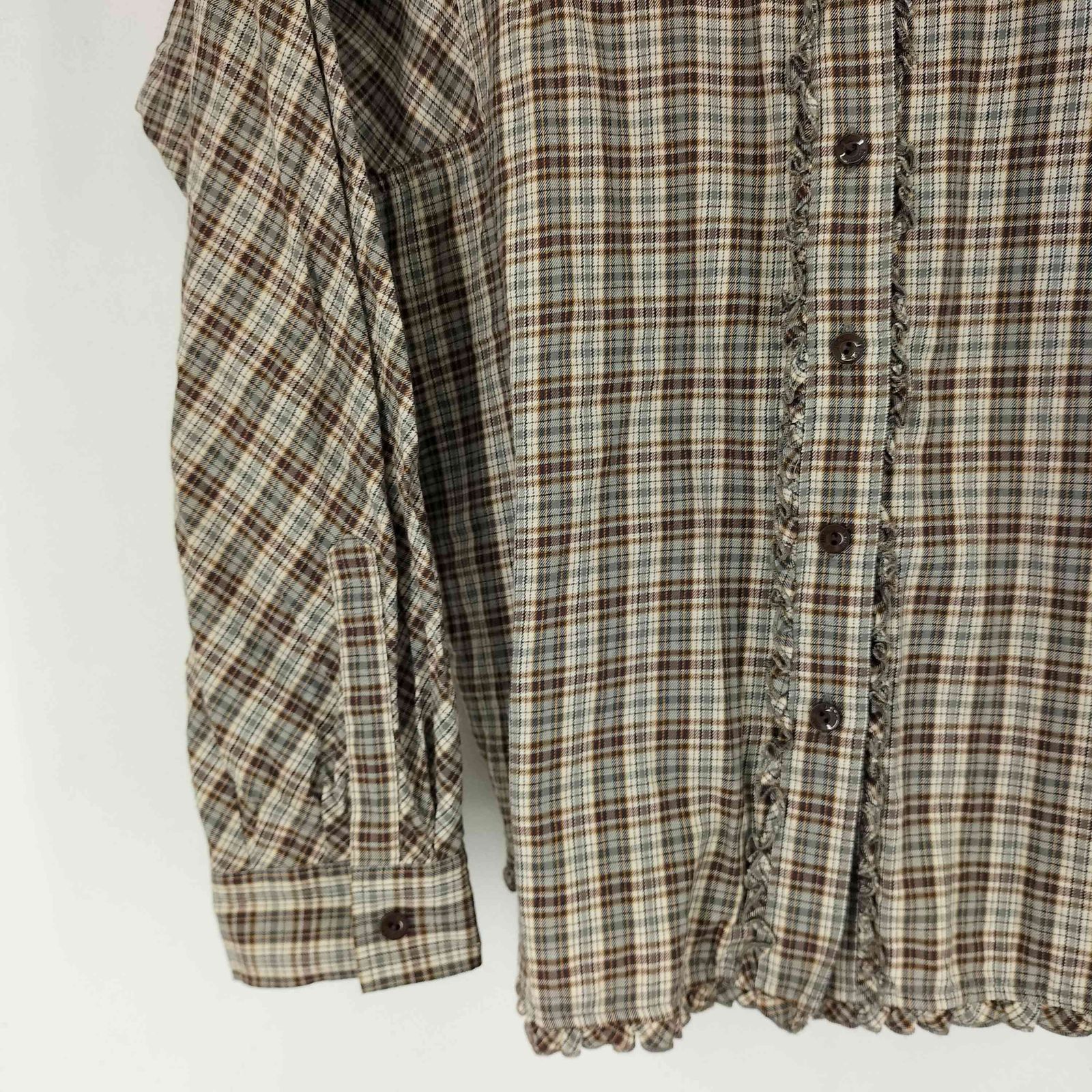 ピンクハウス PINK HOUSE ピコフリルチェックフードブラウス