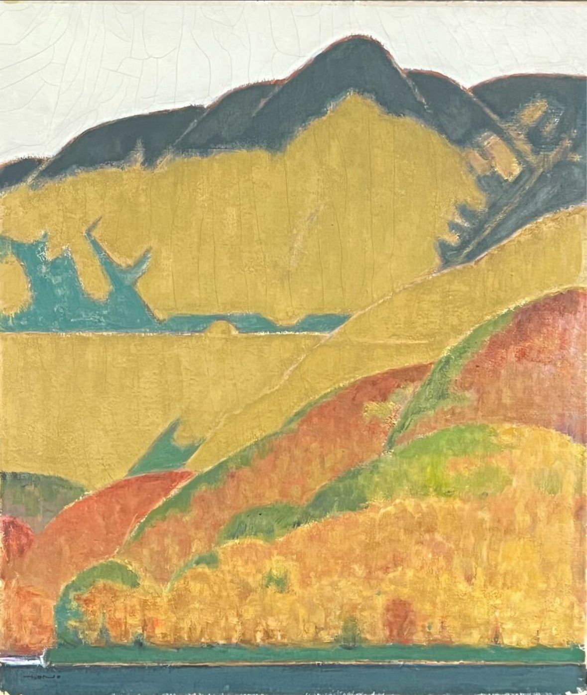 小野彦三郎「志賀高原(丸池にて)」油彩 F10号 共シール 直筆サイン 元