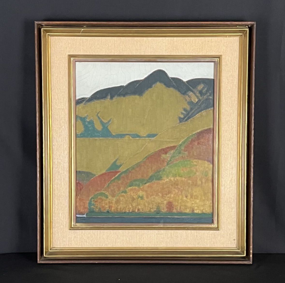 小野彦三郎「志賀高原(丸池にて)」油彩 F10号 共シール 直筆サイン 元