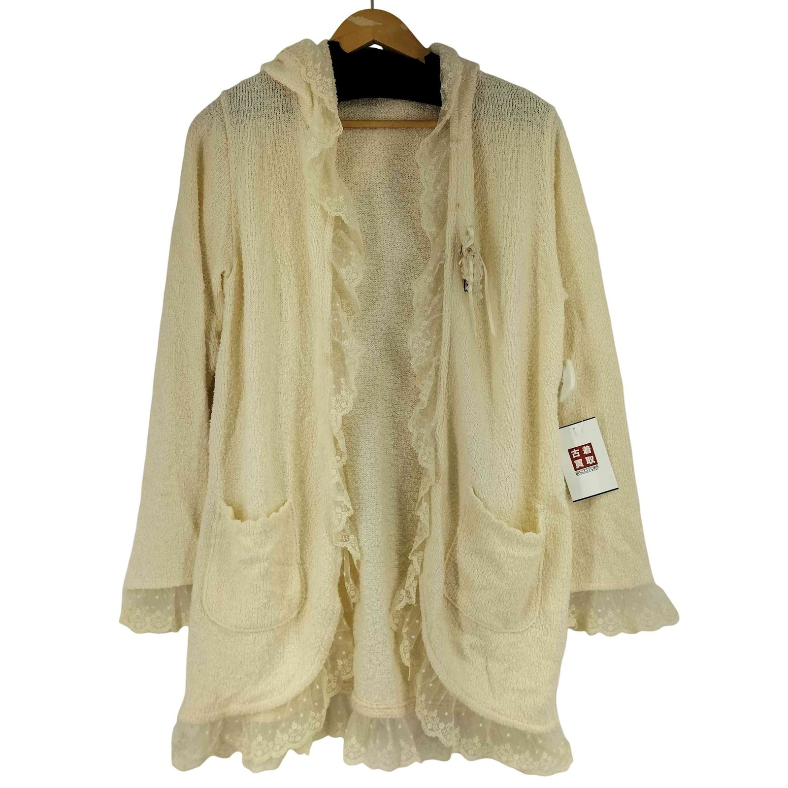 ピンクハウス　フリルデザイン カーディガン　長袖ニットパーカー ピンクハウス PINK HOUSE レースフリルニットパーカー レディース 表記