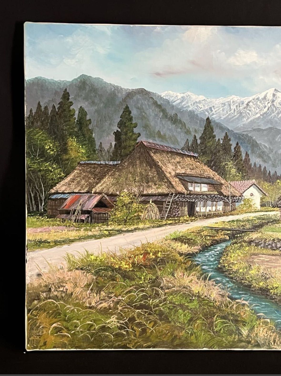 北川照生「白馬村の景色」油彩 F20号 大作 風景画 共シール 無所属