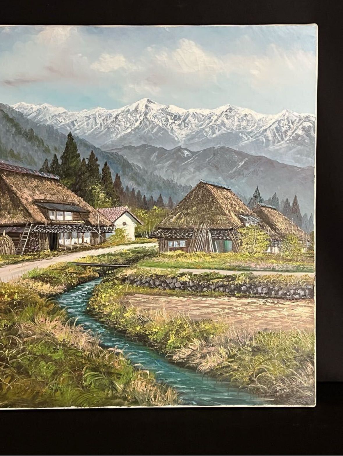 北川照生「白馬村の景色」油彩 F20号 大作 風景画 共シール 無所属